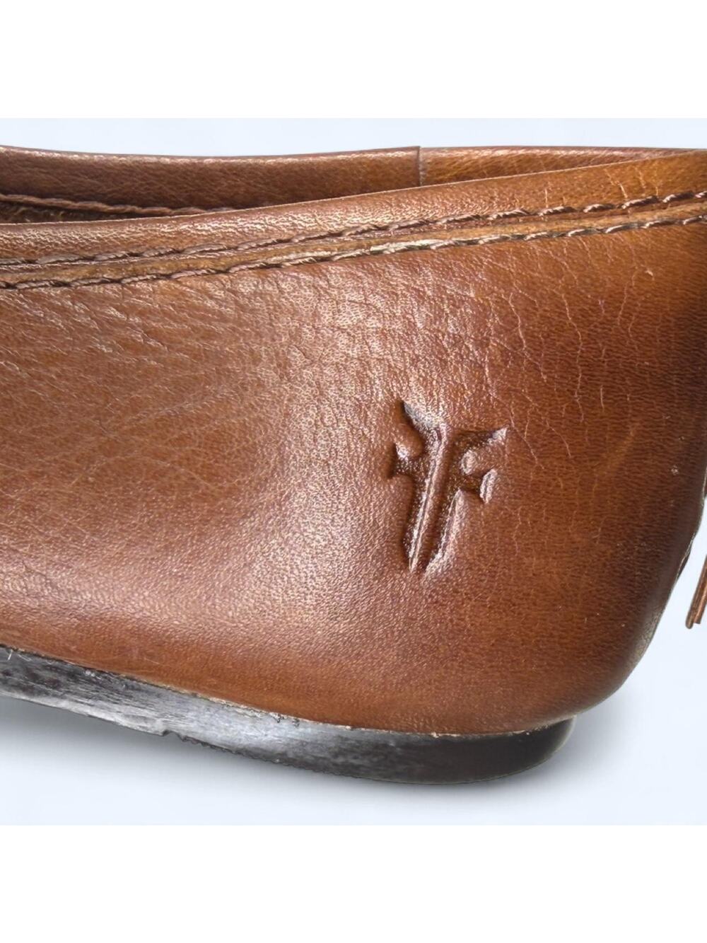 Frye Cognac Brown Leather Slip-On Flats